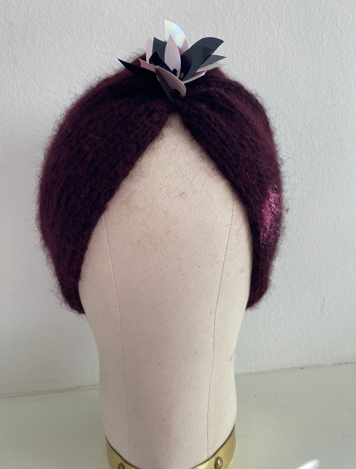 Burgundy Turban with Sequins