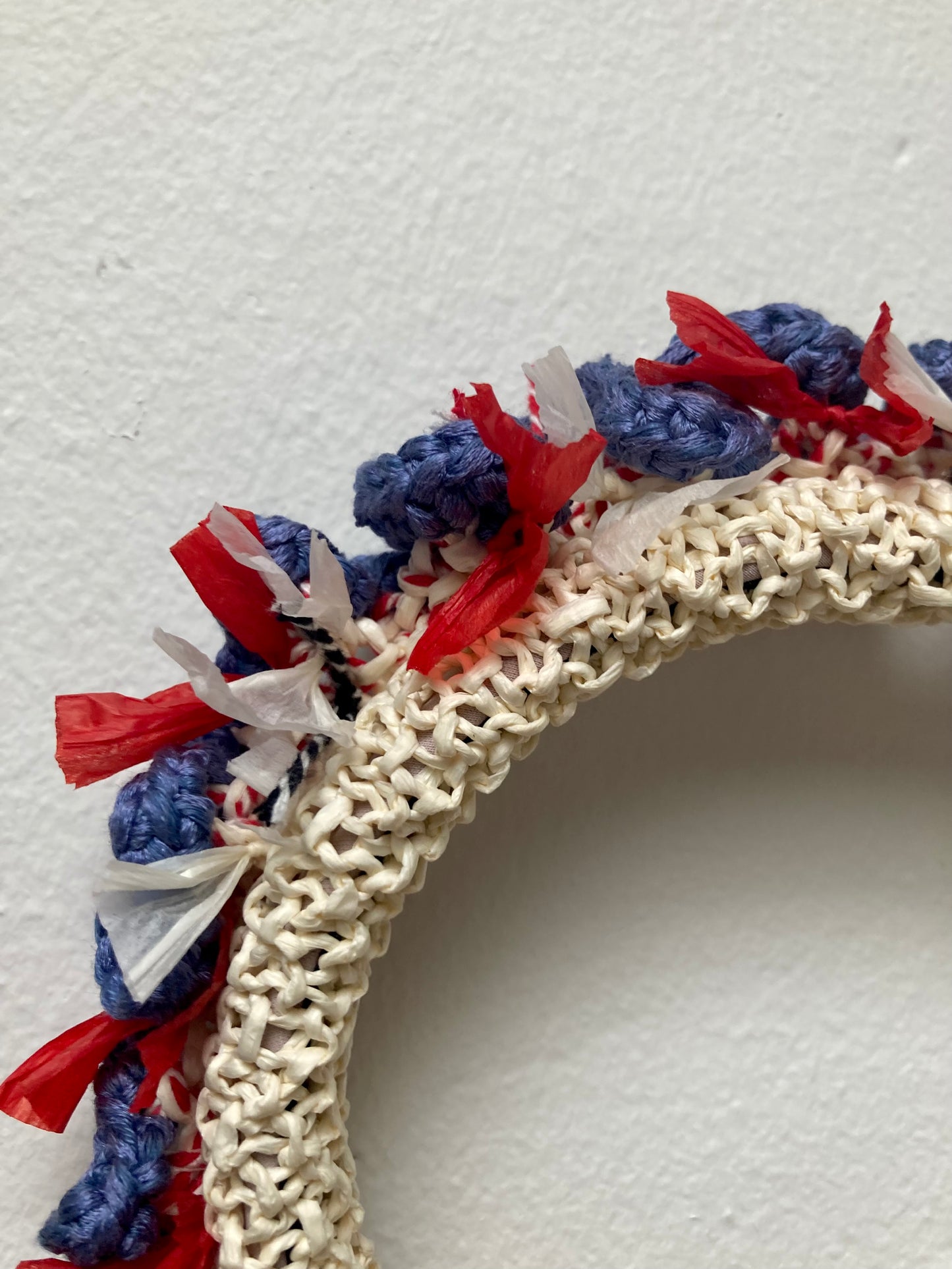 Headband in Off White, Red and Lavender