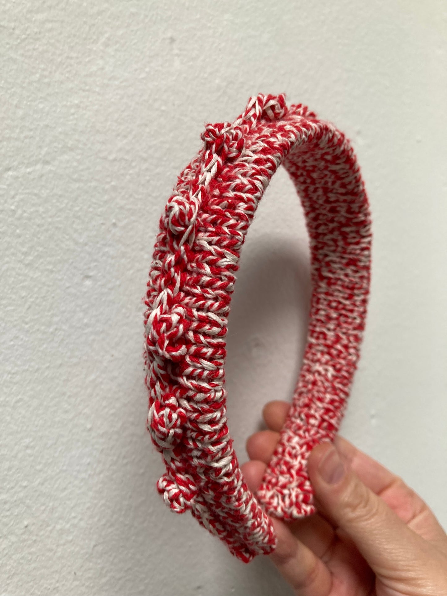 Red Baker's Twine Headband with Dots