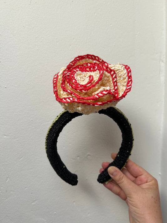 Black Headband with Big Flower and Colour Details