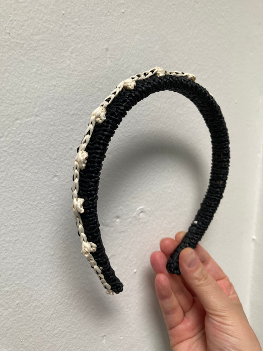 Thin Raffia Headband with Dots