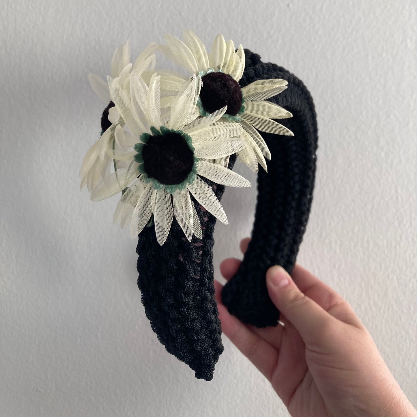 Black Headband with Vintage Flowers